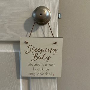 Sleeping baby front door sign